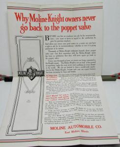 1917 Moline Knight Model G Sales Brochure Folder Advance Word Features Specs