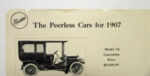 1907 Peerless Models 15 & 16 Colliers Reprint Sales Folder Original