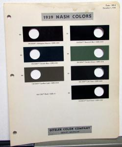 1939 Nash Color Paint Chips Leaflet