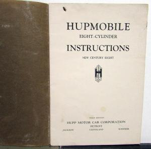 1927 1928 1929 Hupmobile New Century Eight Owners Operator Manual Original