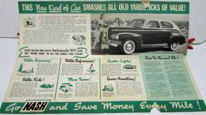 1941 Nash Dealer Sales Brochure Mailer Streamlined 6 Passenger Sedan Original