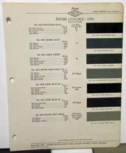 1941 Nash Color Paint Chips Leaflets Acme Formulas Original