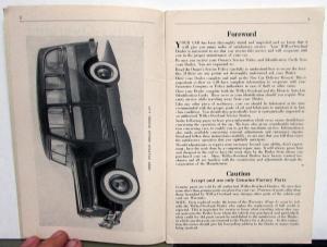 1948 Willys Overland Jeep Station Sedan Model 6 63 Owners Manual Original