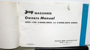 1963 Kaiser Jeep Wagoneer J 100 4x4 4x2 Owners Manual Original