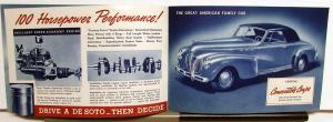 1940 DeSoto De Luxe & Custom Sedan Coupe Line BLUE Sales Brochure Original