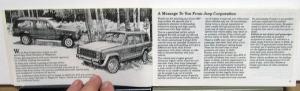1987 Jeep Cherokee Wagoneer 4x4 Owners Manual Original