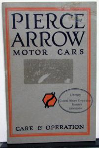 1920 1921 Pierce Arrow Cars No 321001 thru 329999 Care Operation Owners Manual