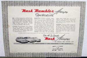 1951 Nash Dealer Sales Brochure Rambler Airflyte Station Wagon Convertible Sedan