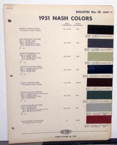 1951 Nash Color Paint Chips Leaflets DuPont  Ambassador Rambler Statesman