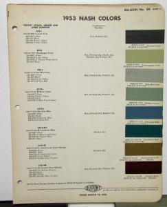 1953 Nash Color Paint Chips Leaflets Dupont Ambassador Rambler Statesman