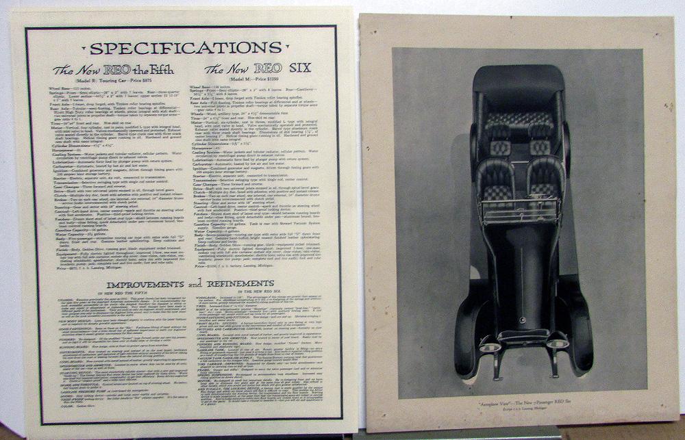 1916 REO Fifth Model 9 & Six Model M Plates & Specification Plate Original