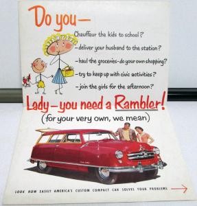 1953 Nash Dealer Sales Brochure Mailer Directed To Woman Rambler Rare