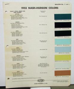 1955 Nash Hudson Color Paint Chips Leaflets Dupont Hornet Rambler Ambassador