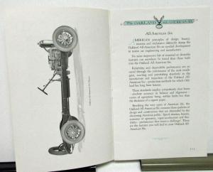 1927 Oakland All American Six Dealer Sales Brochure Mechanical Features