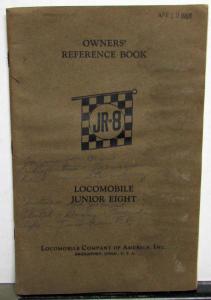 1926 Locomobile Junior Eight JR-8 Owners Manual Original