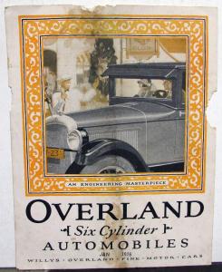 1926 Willys Overland Six Cylinder Sedan Coupe Sales Brochure Folder Orig Rare