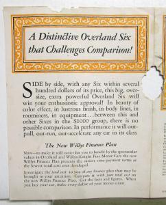 1926 Willys Overland Six Cylinder Sedan Coupe Sales Brochure Folder Orig Rare