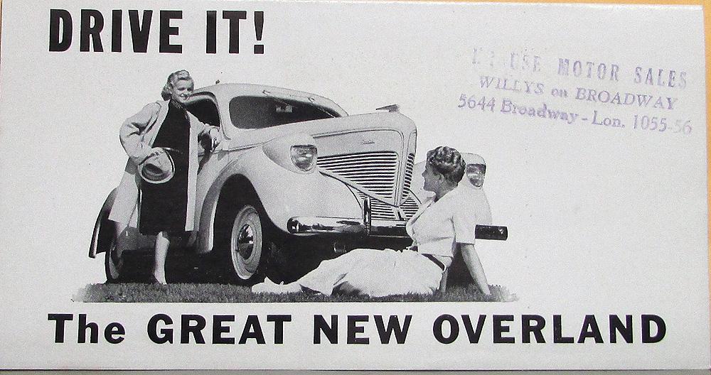 1939 Overland DeLuxe Sedan Speedway Coupe Willys Sale Brochure Folder Small Orig