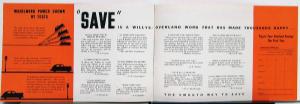 1939 Willys Overland Slip Stream Design De Luxe & Speedway Sales Brochure Orig