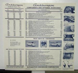 1968 Amblewagon Components & Accessories Sales Brochure W/Price List