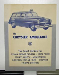 1951 Chrysler Ambulance Sales Brochure and Specifications