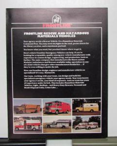1986 Frontline Rescue and Hazardous Material Vehicles Sales Brochure