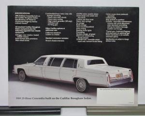 1989 Cadillac Armbruster Stageway Concordia Limousine Sales Brochure