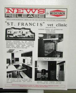 1985 Medicoach News Release St. Francis Vet Clinic Sales Brochure