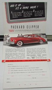 1941 Packard Dealer Sales Brochure Mailer Clipper 4 Door Sedan Original Rare