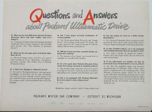 1950 Packard Ultramatic Drive Features Sales Brochure Folder Original