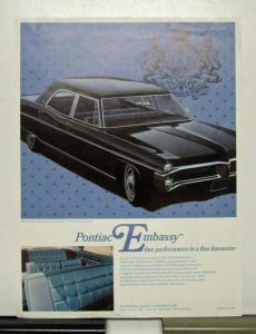 1967 Pontiac Superior Embassy Limousine Sales Brochure