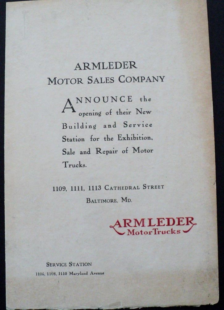 1900 Armleder Motor Trucks Flyer Pre 1916 Brass Era Original