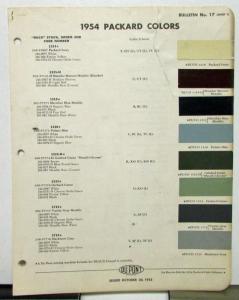 1954 Packard Color Paint Chips Leaflet DuPont Bulletin 17 Original