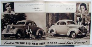 1937 Dodge Model Touring Sedan Coupe Convertible Limousine Sales Brochure