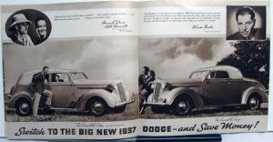 1937 Dodge Model Touring Sedan Coupe Convertible Limousine Sales Brochure