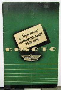 1952 DeSoto Owners Manual Care & Operation Instructions Maintenance Original