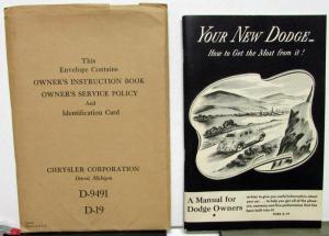 1941 Dodge Code D19 Owners Manual Care & Operation Instructions Maintenance