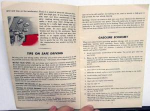 1946 Dodge Code D24 Owners Manual Care & Operation Instructions Maintenance