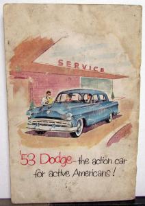 1953 Dodge Meadowbrook Owners Manual Care & Operation Instructions Original