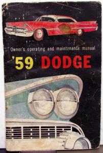 1959 Dodge Passenger Car Owners Manual Care & Operation Instructions Original