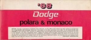 1968 Dodge Polara & Monaco Owners Manual Care & Operation Instructions Original