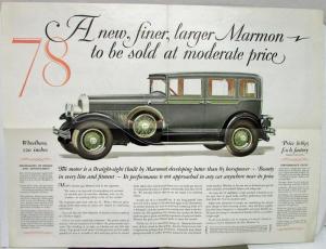 1928 Marmon 78 Straight Eight Color Sales Folder Original XL