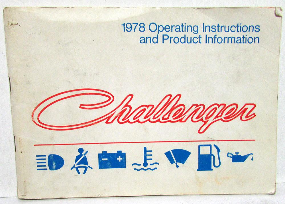 1978 Dodge Challenger Owners Manual Care & Operations Instructions Original