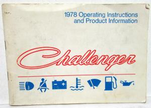 1978 Dodge Challenger Owners Manual Care & Operations Instructions Original