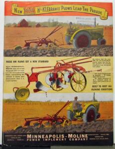 1939 1940 Minneapolis Moline Plow Farm Equipment Color Sales Folder Original