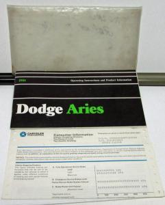 1981 Dodge Aries Owners Manual Care & Operations Instructions Original