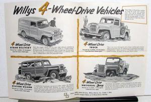 1954 Willys Kaiser 4 Wheel Drive Jeep Truck Wagon Sedan Delivery Sales Brochure