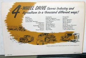 1954 Willys Kaiser 4 Wheel Drive Jeep Truck Wagon Sedan Delivery Sales Brochure
