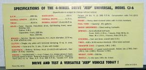 1963 Jeep Universal CJ-6 4WD Overland Sales Brochure Mailer