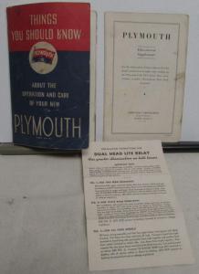 1937 Plymouth P3 P4 Owners Manual Care & Operations Instructions Original